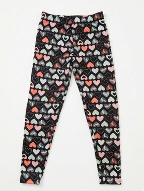 3/$20 Picapino Girls Fleece Lined Leggings Size 10 Heart Print Warm Winter Pants